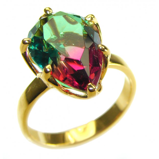 Brazilian Tourmaline 18K Gold over .925 Sterling Silver Perfectly handcrafted Ring s. 6 3/4