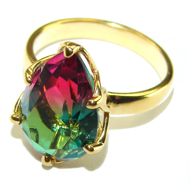 Brazilian Tourmaline 18K Gold over .925 Sterling Silver Perfectly handcrafted Ring s. 6 3/4