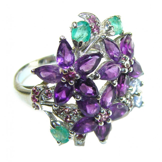 Purple Garden Amethyst .925 Sterling Silver Handcrafted Ring size 8