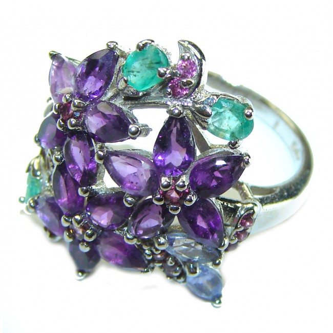 Purple Garden Amethyst .925 Sterling Silver Handcrafted Ring size 8