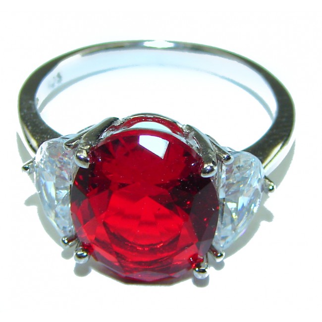 Red Brilliance 8.5 carat Red Topaz .925 Silver handcrafted Large Cocktail Ring s. 7 1/4