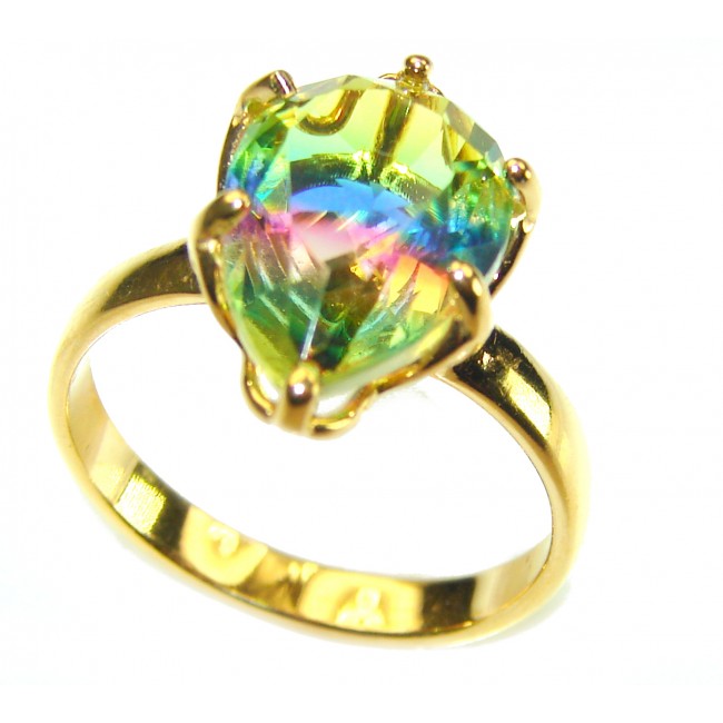 Brazilian Tourmaline 14K Gold over .925 Sterling Silver Perfectly handcrafted Ring s. 8