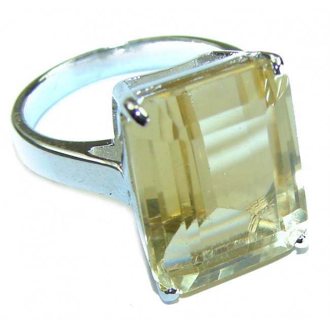 9.8 carat Genuine Lemon Quartz .925 Sterling Silver handcrafted ring size 6