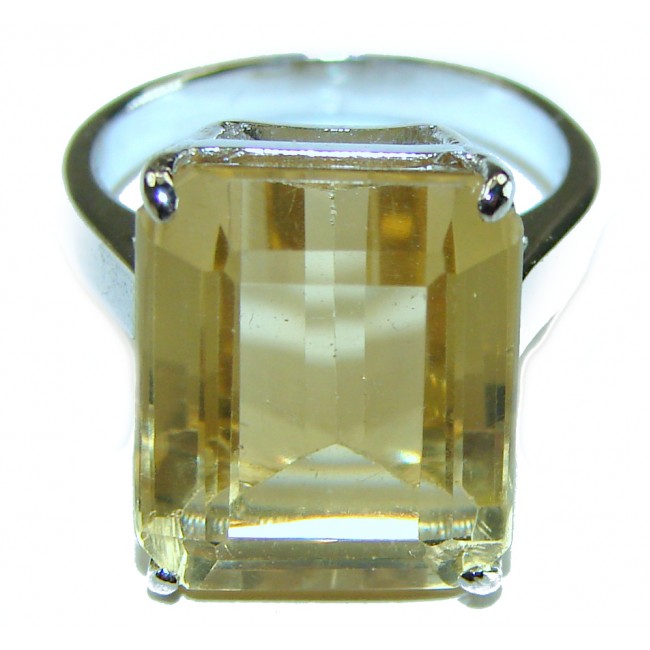 9.8 carat Genuine Lemon Quartz .925 Sterling Silver handcrafted ring size 6