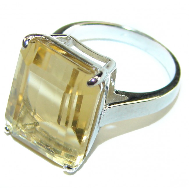 9.8 carat Genuine Lemon Quartz .925 Sterling Silver handcrafted ring size 6