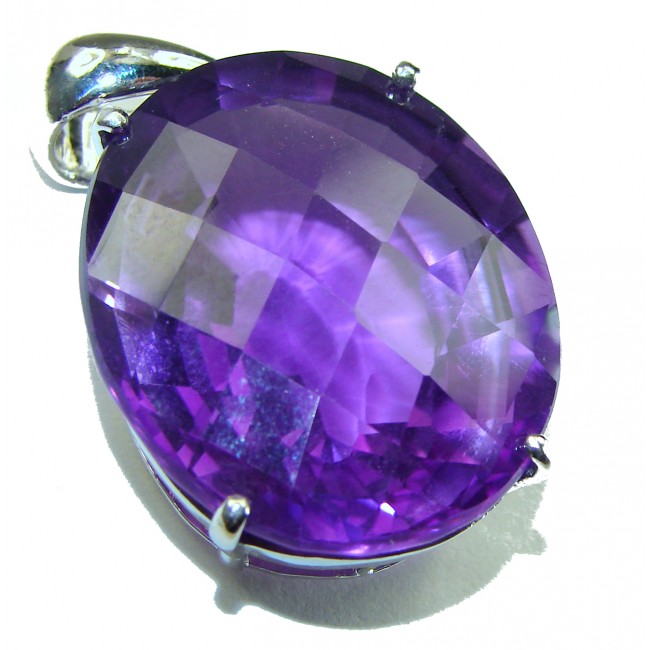 32.5 carat Perfect faceted Amethyst .925 Sterling Silver handcrafted Pendant