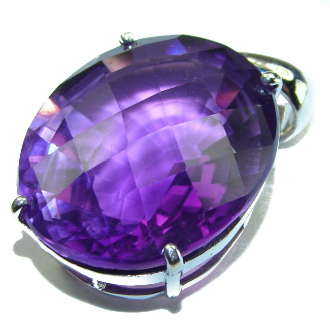 32.5 carat Perfect faceted Amethyst .925 Sterling Silver handcrafted Pendant