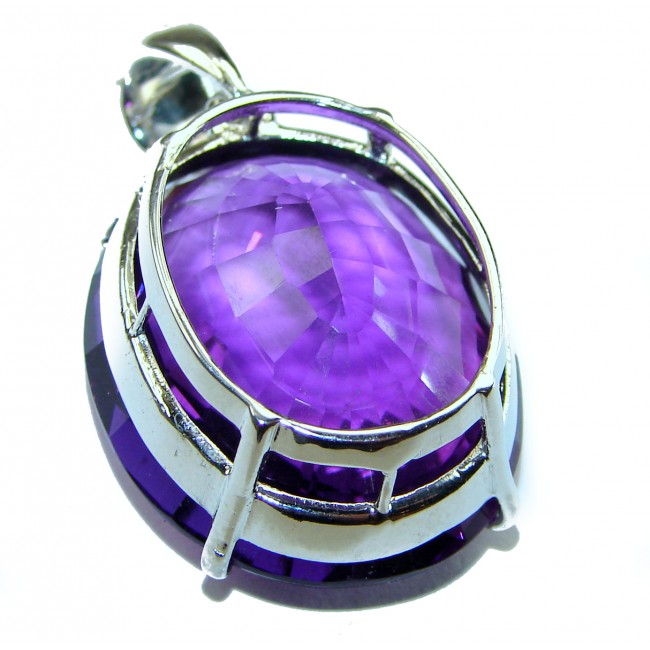 32.5 carat Perfect faceted Amethyst .925 Sterling Silver handcrafted Pendant