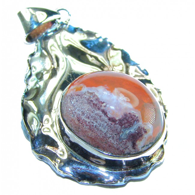 Bonfire Night Natural Mexican Fire Opal 14K Gold over .925 Sterling Silver handmade Pendant