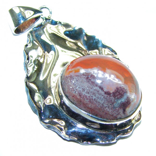 Bonfire Night Natural Mexican Fire Opal 14K Gold over .925 Sterling Silver handmade Pendant