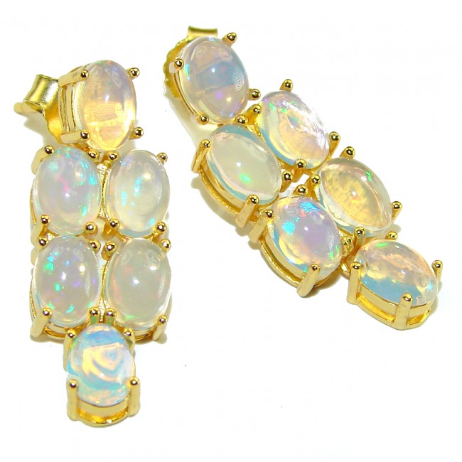 Authentic Ethiopian Opal 18K Gold over .925 Sterling Silver handmade earrings