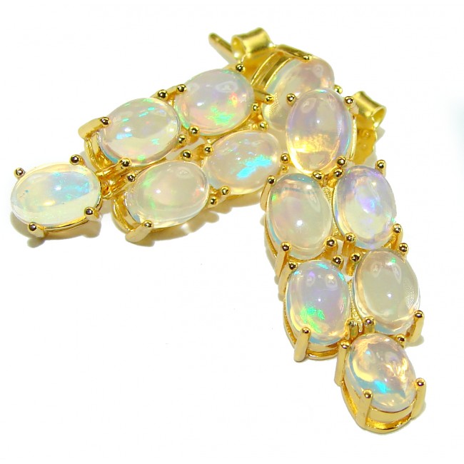 Authentic Ethiopian Opal 18K Gold over .925 Sterling Silver handmade earrings