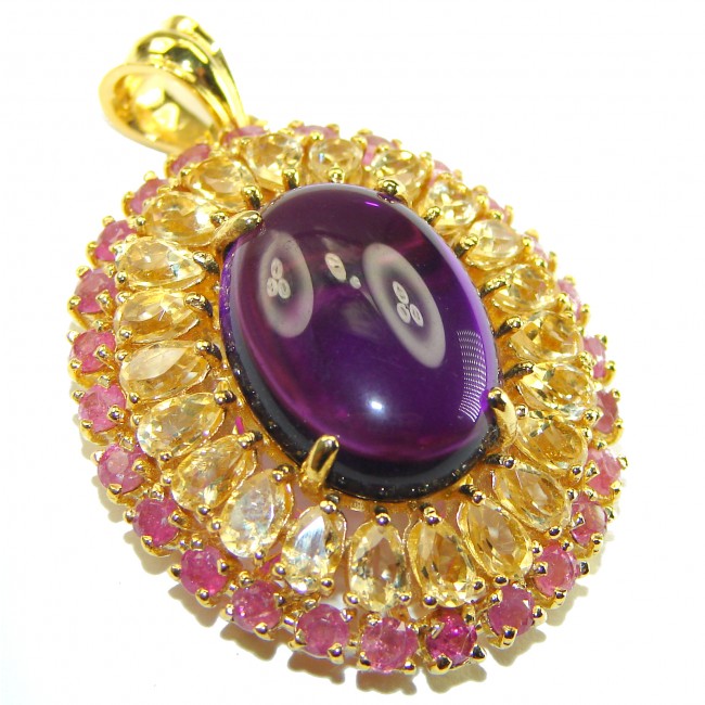 Vintage Design Amethyst 14K Gold over .925 Sterling Silver handcrafted Pendant