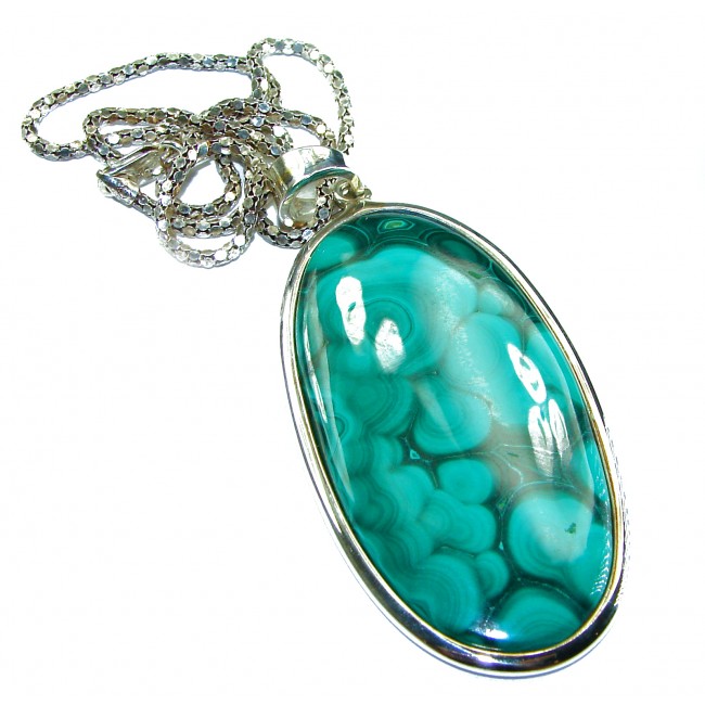 Dolce Vita HUGE authentic Large Malachite .925 Sterling Silver handcrafted necklace