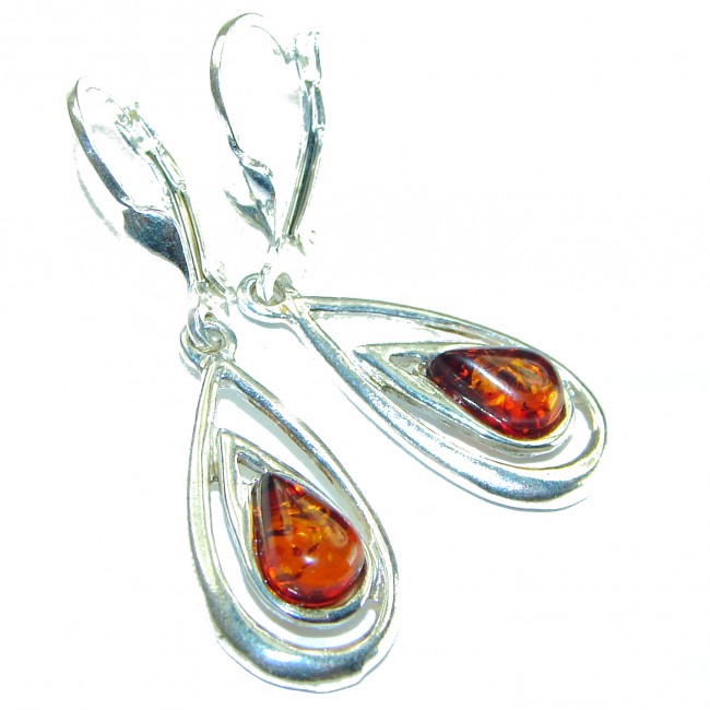 Golden Honey Drops authentic Baltic Amber .925 Sterling Silver earrings