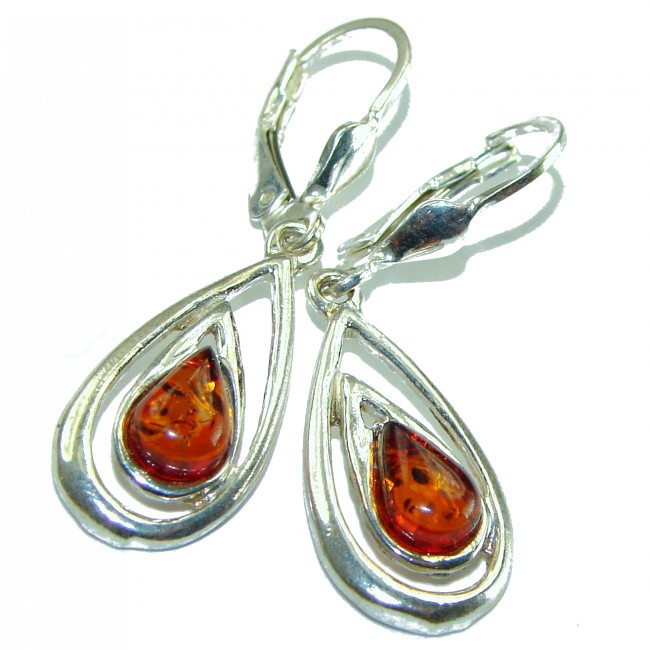 Golden Honey Drops authentic Baltic Amber .925 Sterling Silver earrings