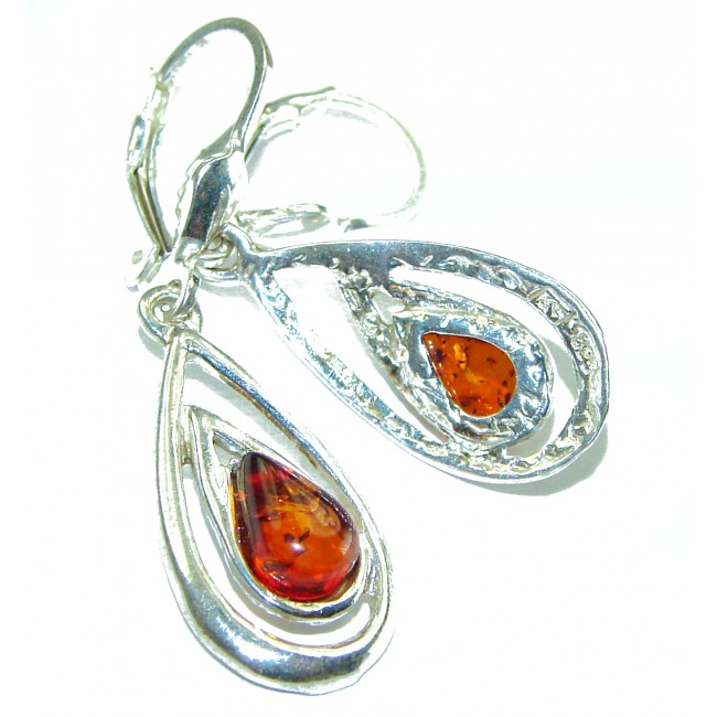 Golden Honey Drops authentic Baltic Amber .925 Sterling Silver earrings