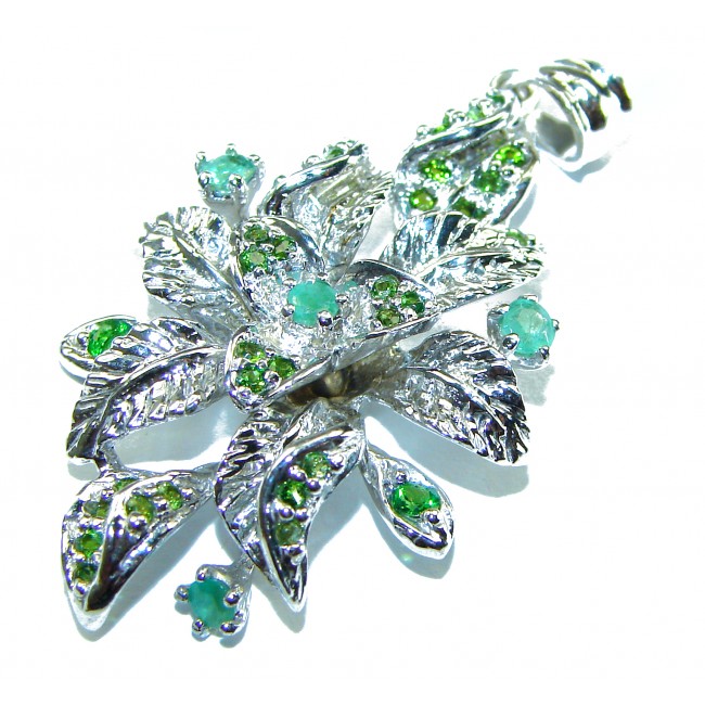 Green Treasure authentic Emerald .925 Sterling Silver handmade pendant