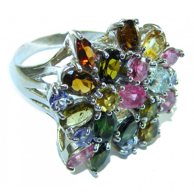 Precious Watermelon Tourmaline .925 Sterling Silver Handcrafted Ring size 9 1/2