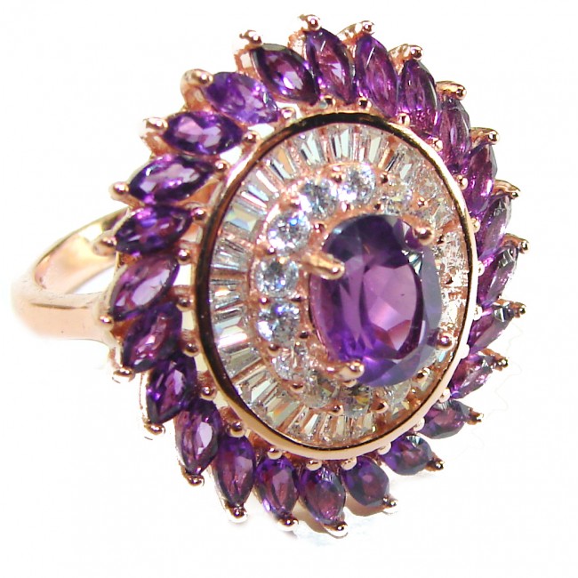 Lavender Meadow Amethyst 14K Rose Gold over .925 Sterling Silver Handcrafted Ring size 8 1/4