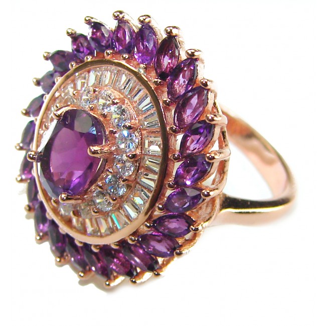 Lavender Meadow Amethyst 14K Rose Gold over .925 Sterling Silver Handcrafted Ring size 8 1/4