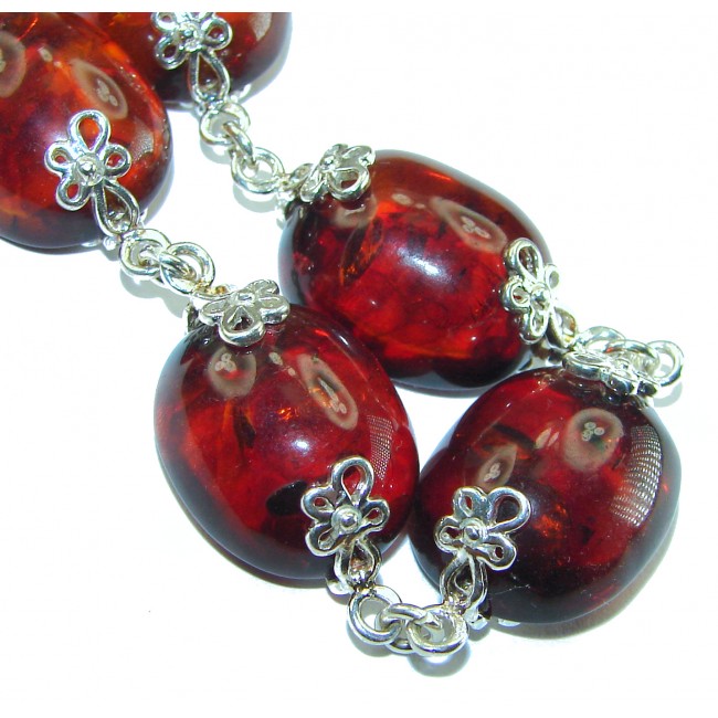 Cognac Color Beautiful Amber .925 Sterling Silver handcrafted Bracelet