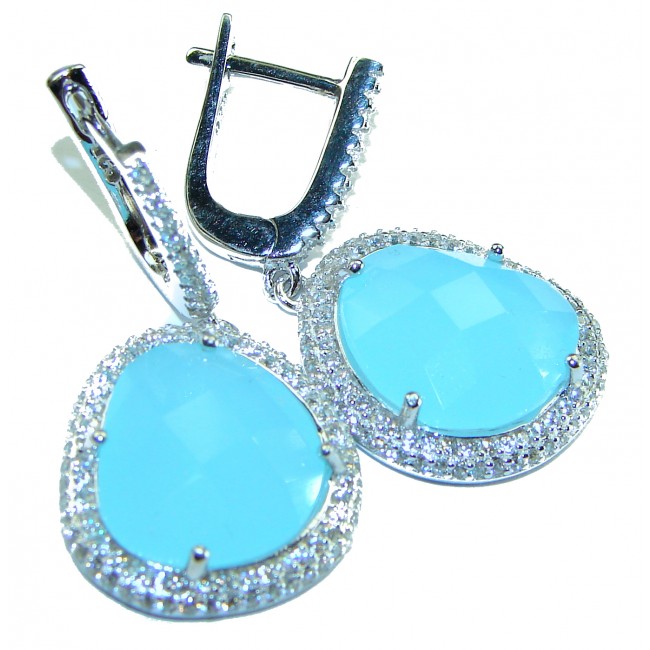 Eau Pure authentic Aquamarine .925 Sterling Silver Handcrafted earrings