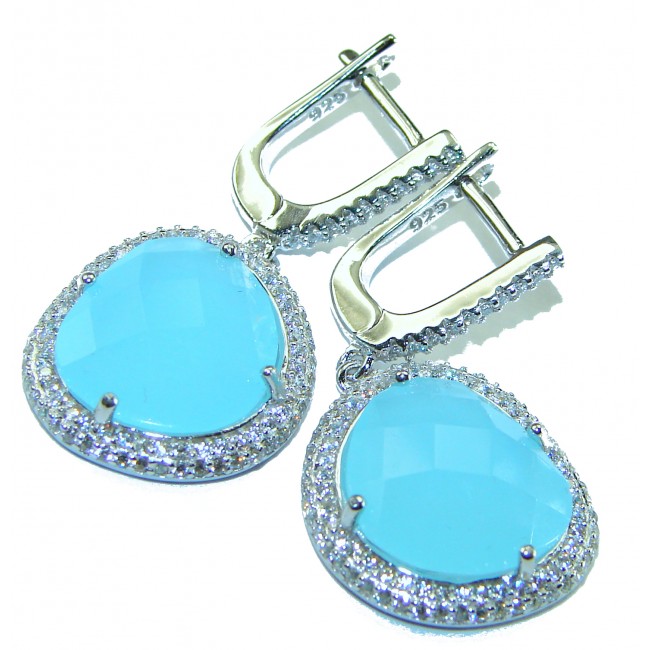 Eau Pure authentic Aquamarine .925 Sterling Silver Handcrafted earrings