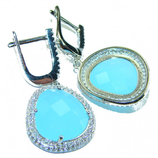 Eau Pure authentic Aquamarine .925 Sterling Silver Handcrafted earrings