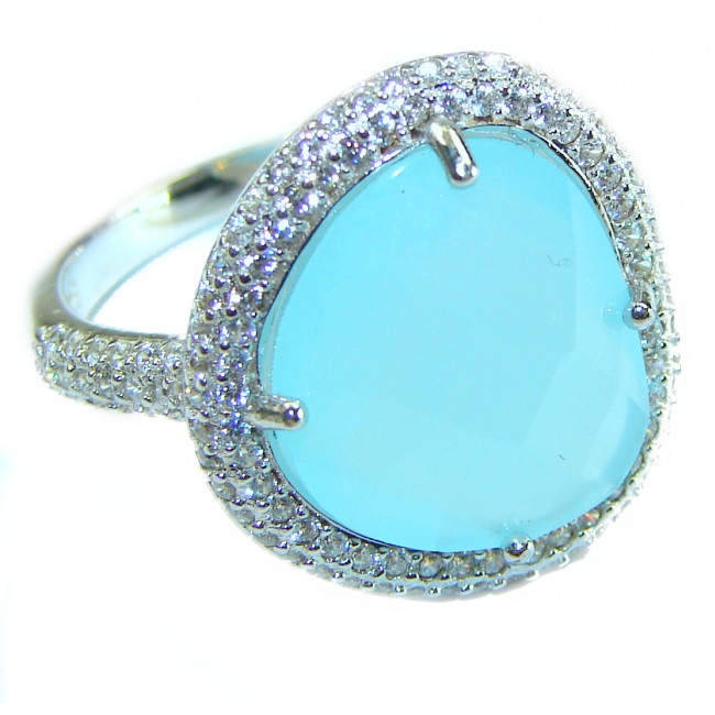 Eau Pure 8.5 carat AQUAMARINE .925 Sterling Silver Handcrafted Ring size 8 1/4