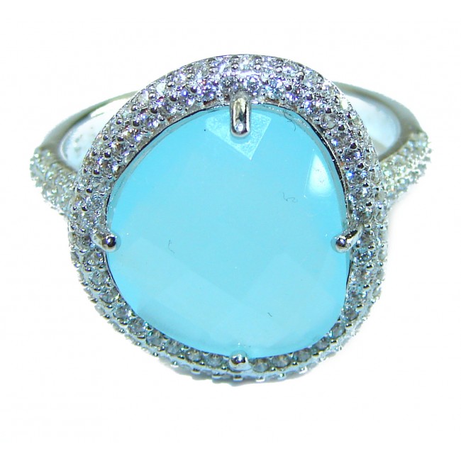 Eau Pure 8.5 carat AQUAMARINE .925 Sterling Silver Handcrafted Ring size 8 1/4