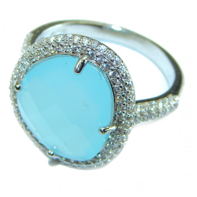 Eau Pure 8.5 carat AQUAMARINE .925 Sterling Silver Handcrafted Ring size 8 1/4