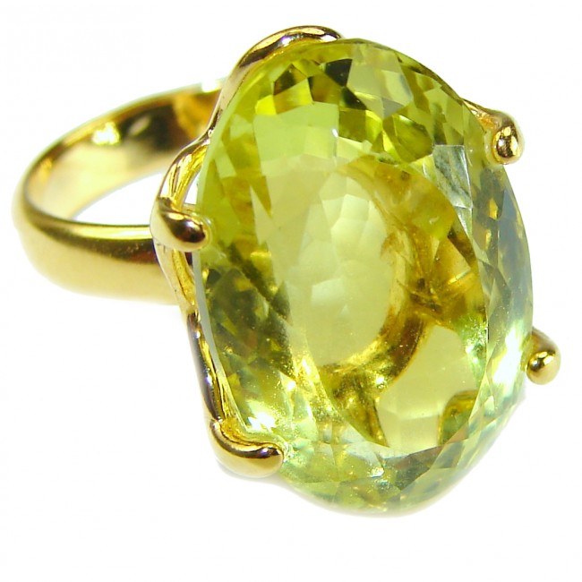 Authentic Citrine 14k Gold over .925 Sterling Silver handmade Cocktail Ring s. 6