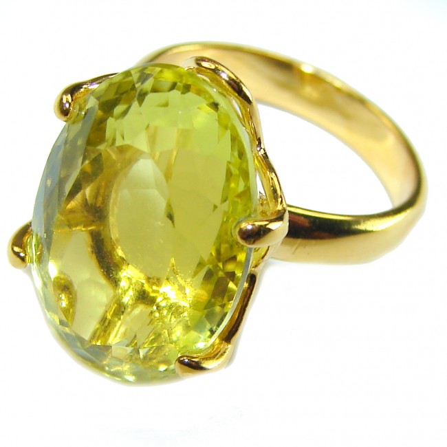 Authentic Citrine 14k Gold over .925 Sterling Silver handmade Cocktail Ring s. 6