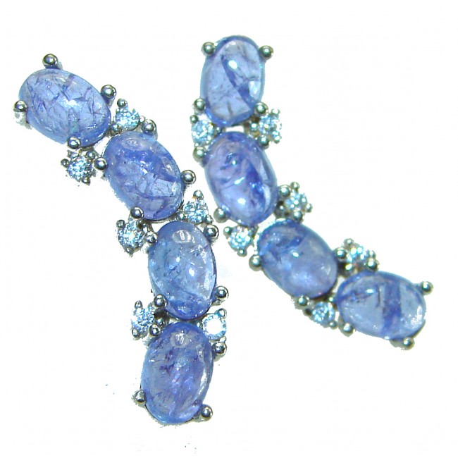 Luxurious Natural Tanzanite .925 Sterling Silver handmade earrings