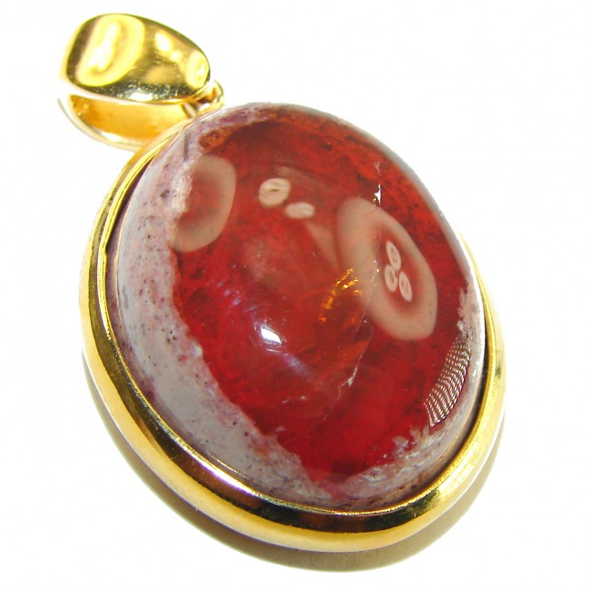 A Golden River Natural Mexican Fire Opal 14K Gold over .925 Sterling Silver handmade Pendant