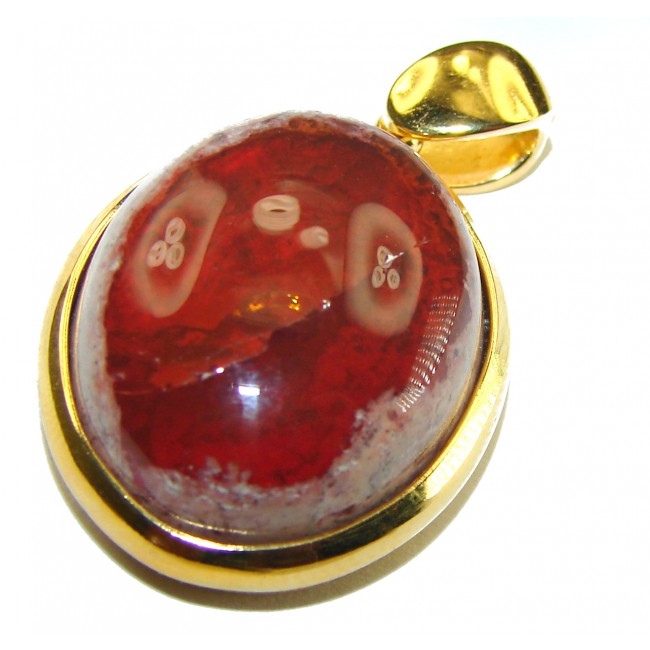 A Golden River Natural Mexican Fire Opal 14K Gold over .925 Sterling Silver handmade Pendant