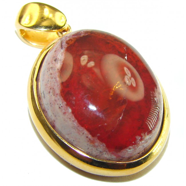 A Golden River Natural Mexican Fire Opal 14K Gold over .925 Sterling Silver handmade Pendant