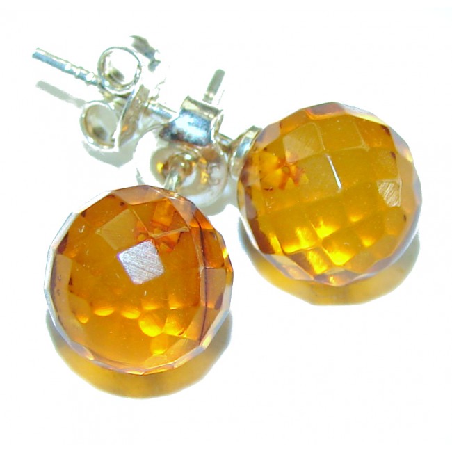 Authentic faceted Baltic Amber .925 Sterling Silver earrings