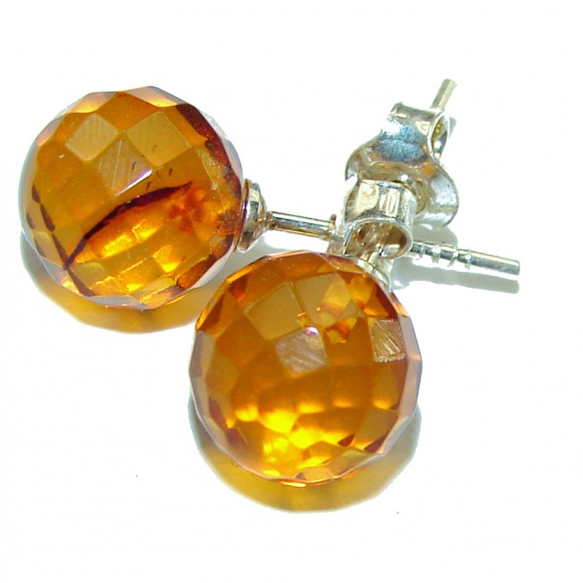 Authentic faceted Baltic Amber .925 Sterling Silver earrings