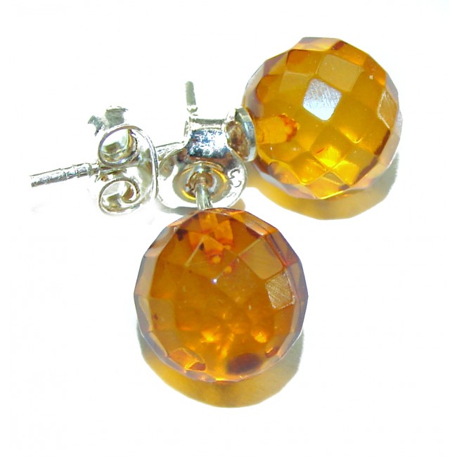 Authentic faceted Baltic Amber .925 Sterling Silver earrings