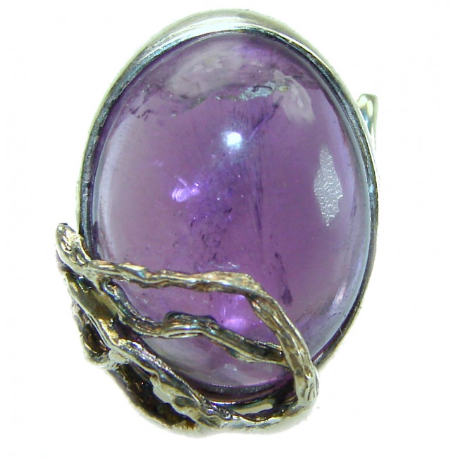 Dramatic design Amethyst .925 Sterling Silver Handcrafted Ring size 7 adjustable