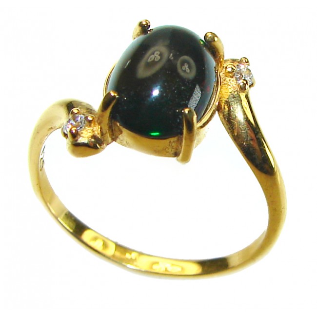 Other Galaxy Genuine 8.5 carat Black Opal 18K Gold over .925 Sterling Silver handmade Ring size 8 1/2