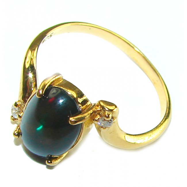 Other Galaxy Genuine 8.5 carat Black Opal 18K Gold over .925 Sterling Silver handmade Ring size 8 1/2