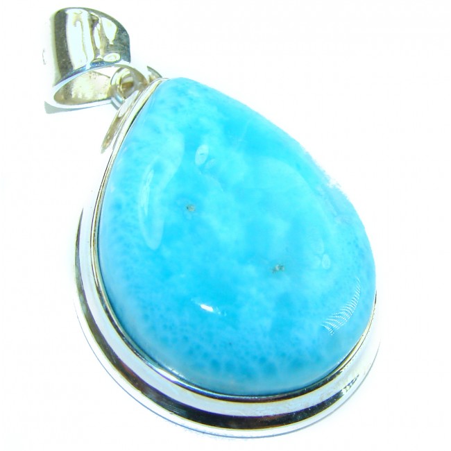 Vintage Beauty genuine Blue Larimar .925 Sterling Silver handmade Pendant