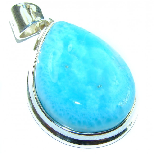 Vintage Beauty genuine Blue Larimar .925 Sterling Silver handmade Pendant