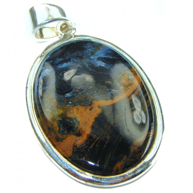 Genuine Silky Black Pietersite .925 Sterling Silver handmade pendant