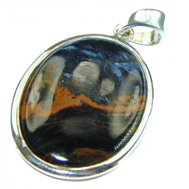 Genuine Silky Black Pietersite .925 Sterling Silver handmade pendant