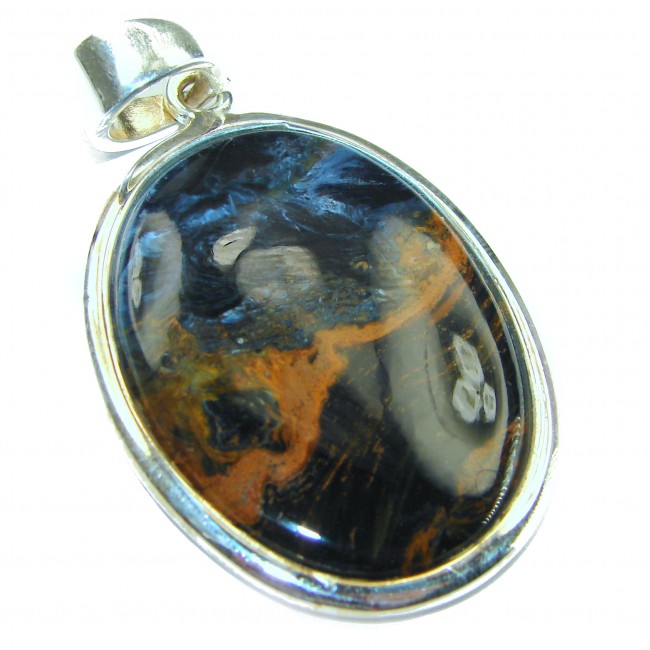 Genuine Silky Black Pietersite .925 Sterling Silver handmade pendant