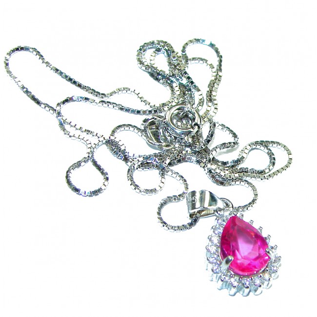 Spectacular 4.5 carat Pink Sapphire .925 Sterling Silver handmade Necklace